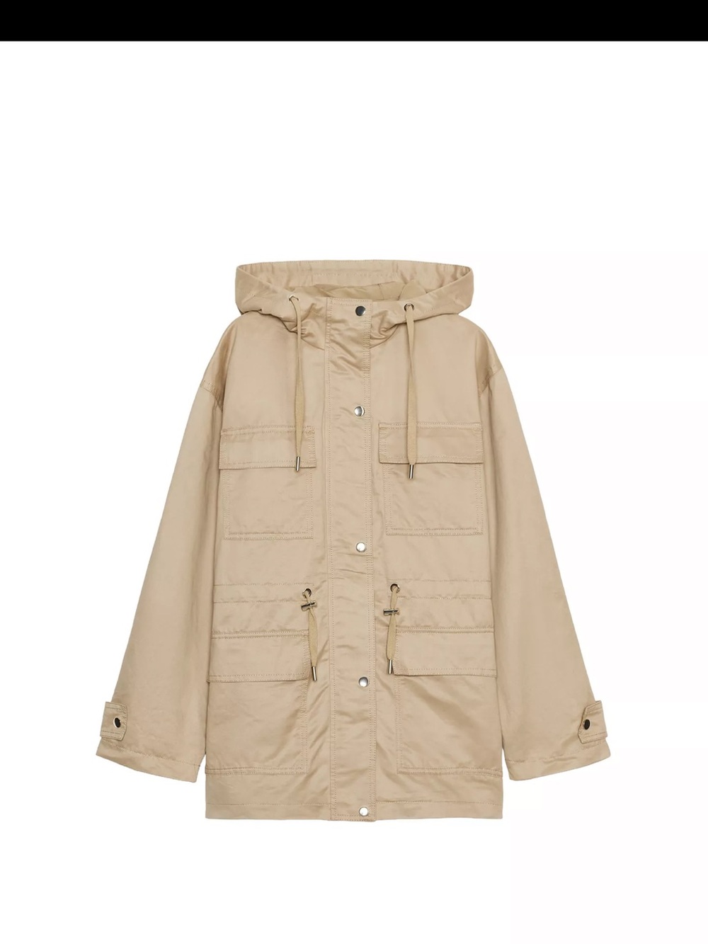 Zara Kids Hooded Utility Raincoat in Beige